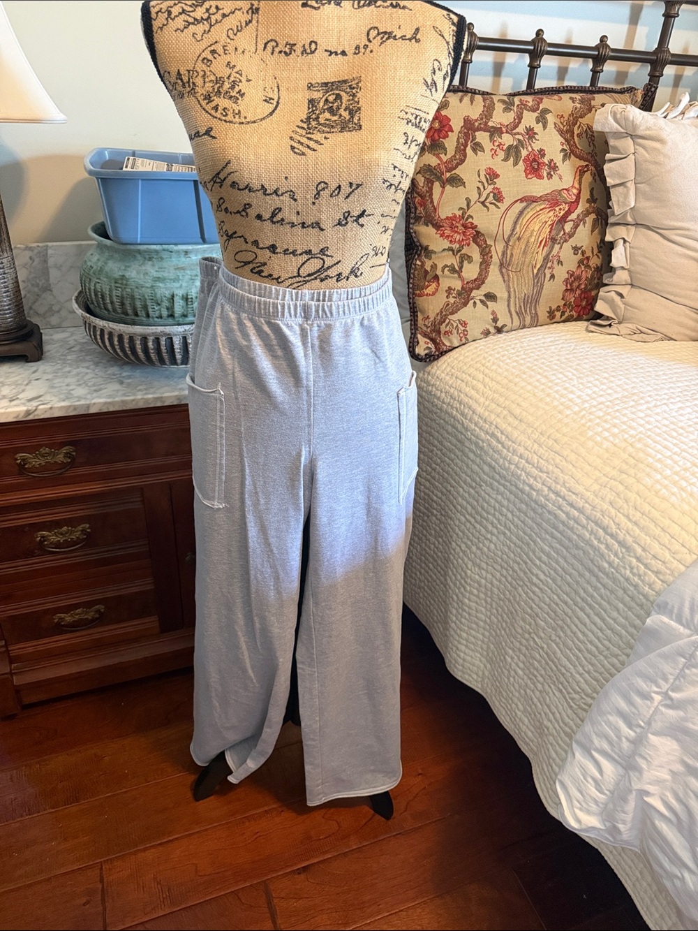 Prairie Cotton Wide-Leg Sweatpants - Light Gray
